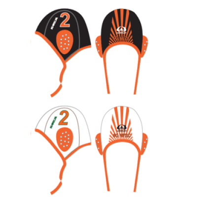 Waterpolo cap set zwart/wit. 2 caps