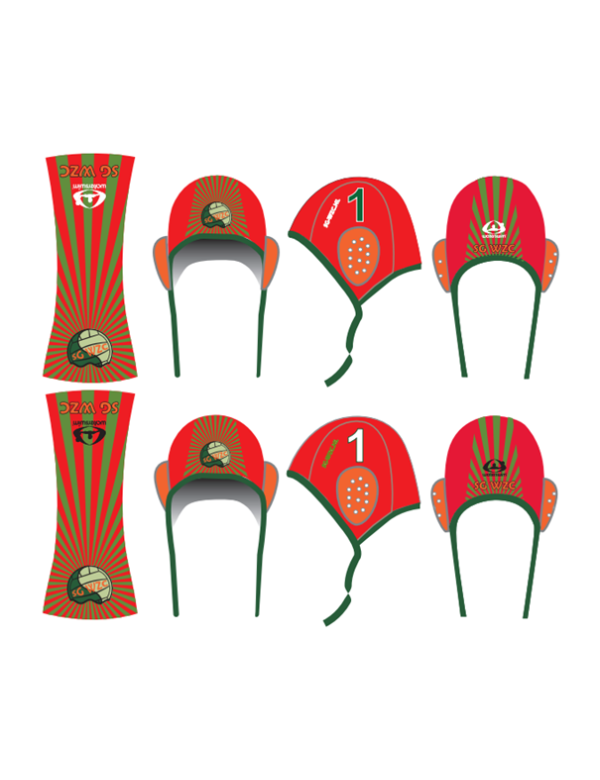 Waterpolo cap set rood. 2 caps