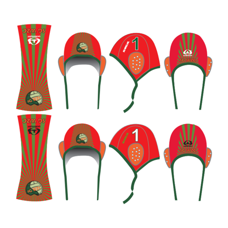Waterpolo cap set rood. 2 caps