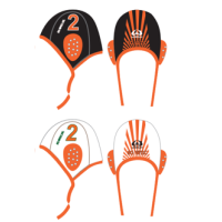 Waterpolo cap set zwart/wit. 2 caps